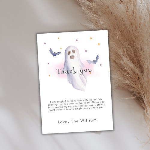 A Little Boo Is Almost Due Halloween Baby Shower Thank You Card