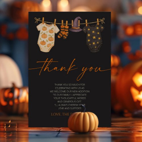 A Little Boo Is Almost Due! Halloween Baby Shower Thank You Card