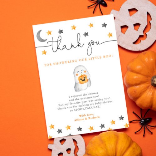 A little boo is almost due Halloween baby shower Thank You Card