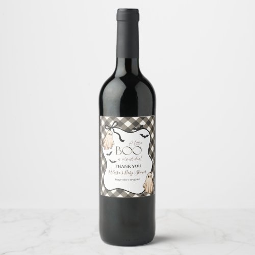 A Little Boo Is Almost Due Halloween Baby Shower Wine Label