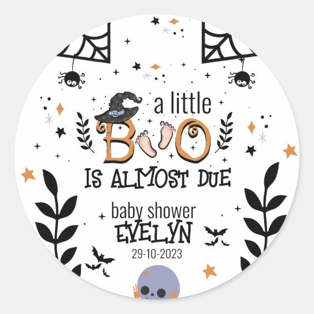 a little boo is almost due Halloween  Classic Round Sticker (Front)