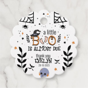 a little boo is almost due Halloween  Favor Tags