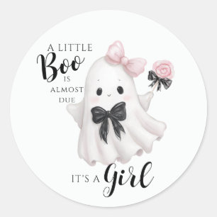 A Little Boo Is Almost Due – Halloween It's a Girl Classic Round Sticker