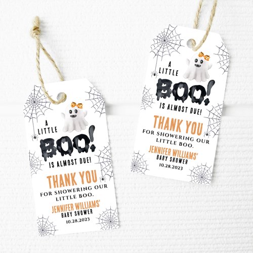 A little boo is almost due Halloween thank you Gift Tags