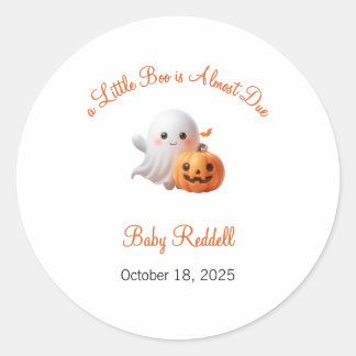 A Little Boo is Almost Due Label, Halloween Classic Round Sticker