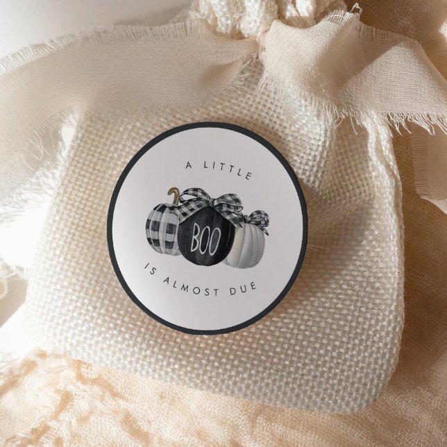 A Little Boo is Almost Due! Neutral Baby Shower Classic Round Sticker (Creator Uploaded)