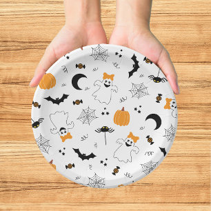 A Little Boo Is Almost Due Orange Girl Baby Shower Paper Plates