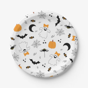 A Little Boo Is Almost Due Orange Girl Baby Shower Paper Plates