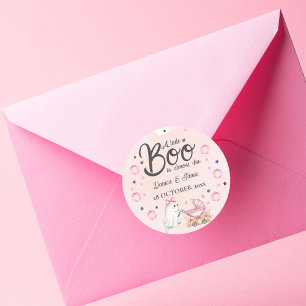 A Little Boo Is Almost Due Pink Baby Shower Classic Round Sticker