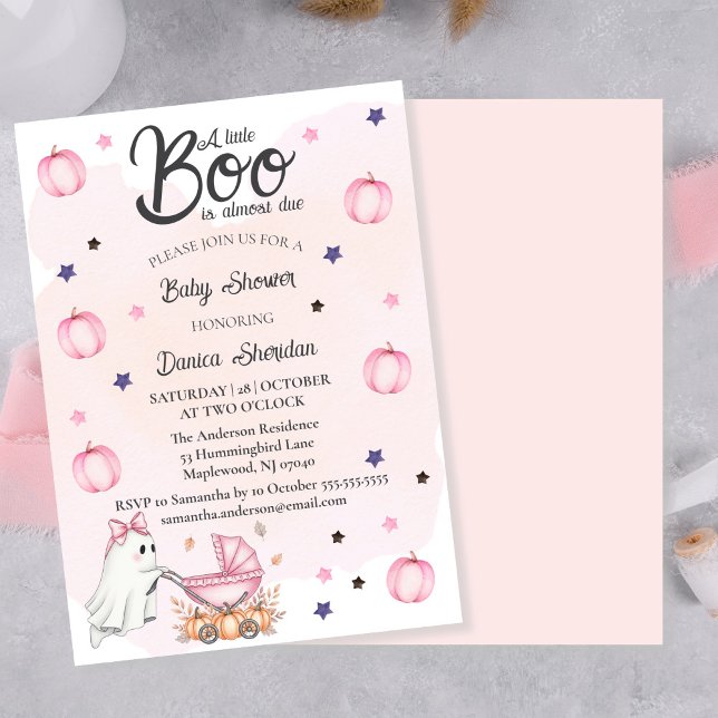 A Little Boo Is Almost Due Pink Baby Shower Invitation (A Little Boo Is Almost Due Pink Baby Shower Invitation)