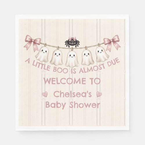 A Little Boo Is Almost Due Pink Bow Ghost  Napkins