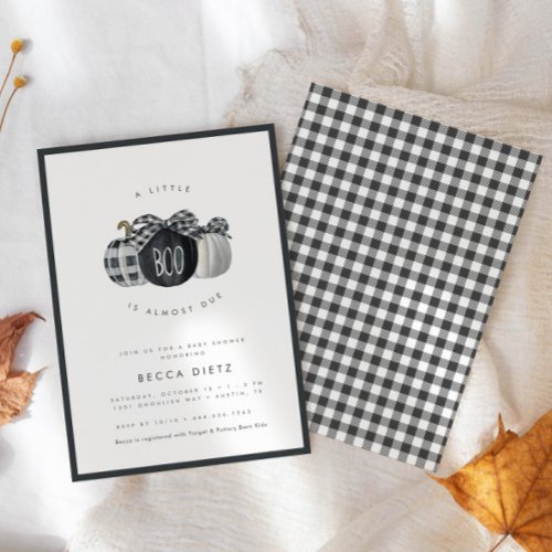 A Little Boo is Almost Due Plaid Baby Shower Invitation