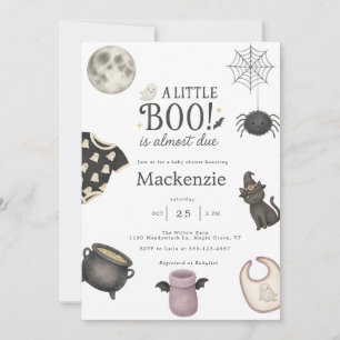 A Little Boo is Almost Due Watercolor Baby Shower Invitation