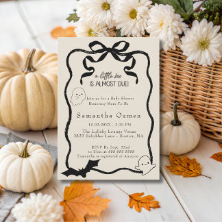 A Little boo is almost due Wavy Bow baby shower Invitation