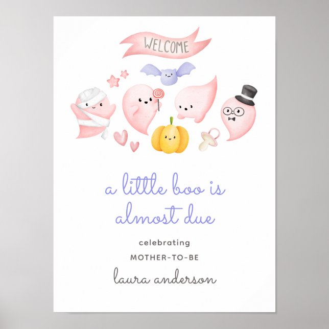 A Little Boo Is Almost Due Welcome Baby Shower Poster (Front)