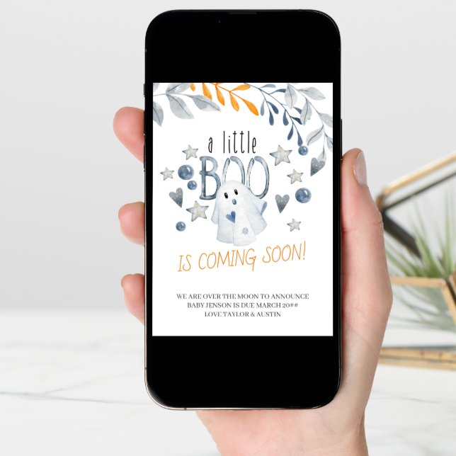 A Little Boo is Coming Soon Halloween Pregnancy Announcement (Front Digital)