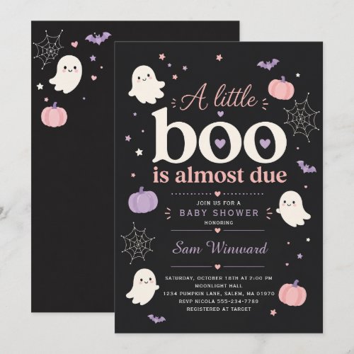 A Little Boo Is Due Black Baby Shower Invitation