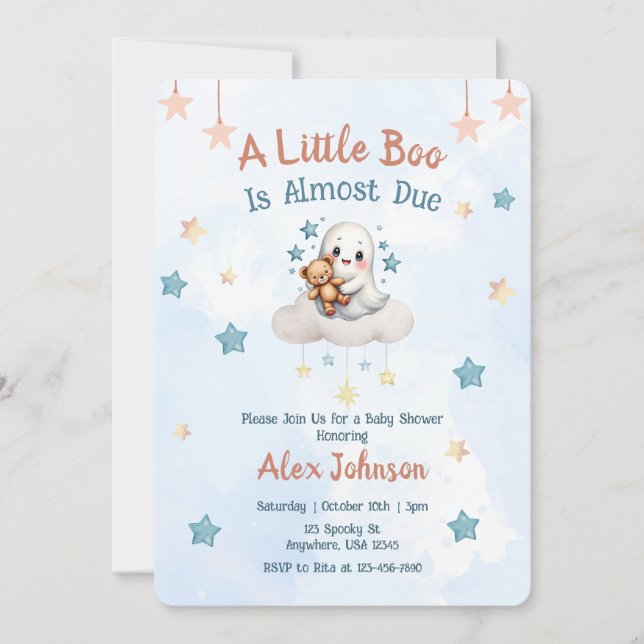 A Little Boo is Due - Custom Halloween Baby Shower Invitation (Front)