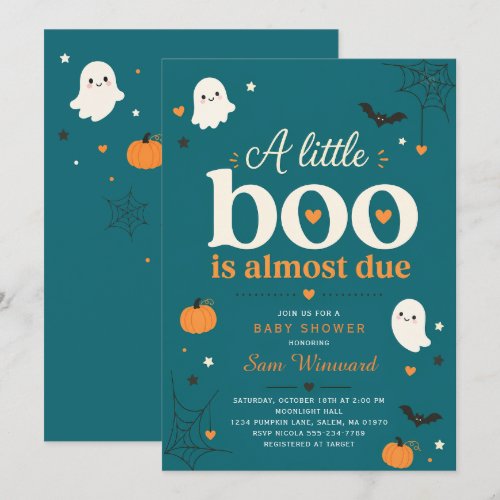 A Little Boo Is Due Gender Neutral Baby Shower Invitation
