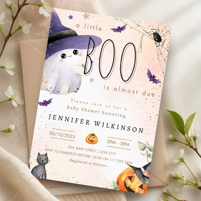 A Little Boo Is Due Halloween Ghost Baby Shower Invitation (A Little Boo Is Due Halloween Ghost Baby Shower Invitation)