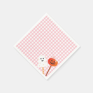 A Little Boo is Due Pink Gingham Cute Lollipops Napkins