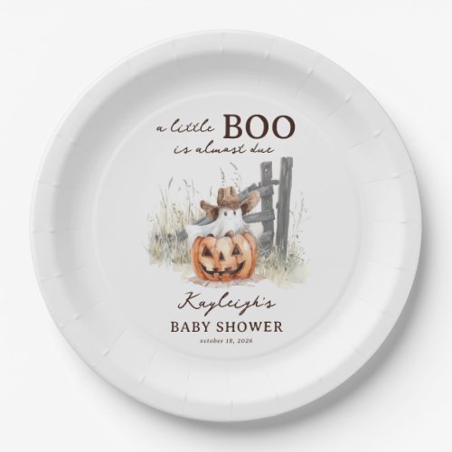 A Little Boo Is Due Western Halloween Baby Shower  Paper Plates