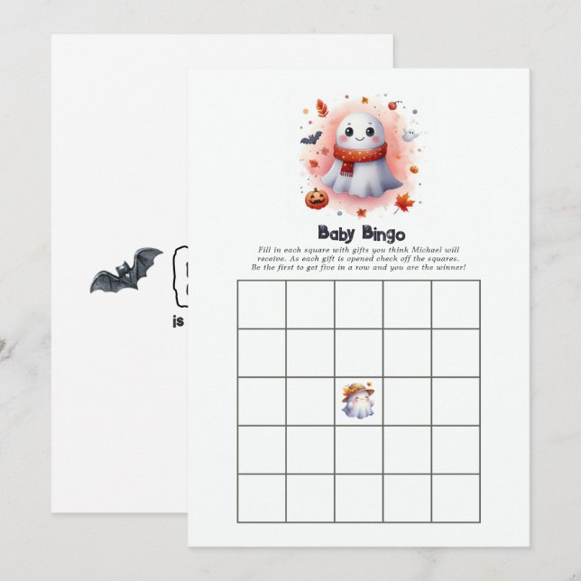 A Little Boo Is on the Way Baby Shower Bingo Game Invitation (Front/Back)
