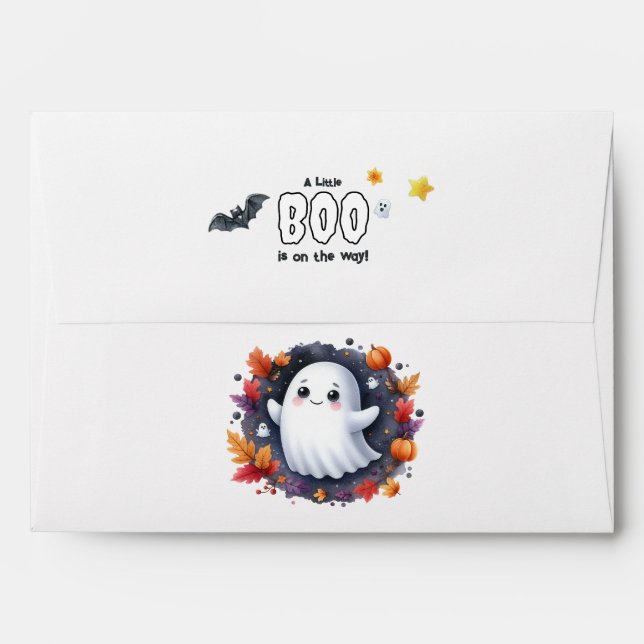 "A Little Boo is on the Way" Halloween Baby Shower Envelope (Back (Top Flap))