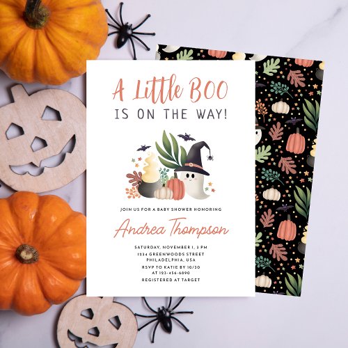 A Little Boo is on the Way Halloween Baby Shower Invitation