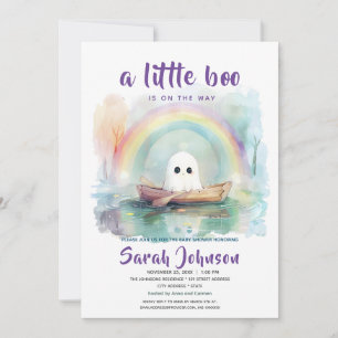 A Little Boo Is On The Way Purple Baby Shower  Invitation