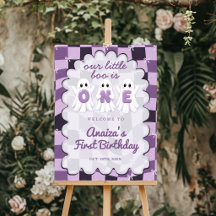 A Little Boo Is One Purple Birthday Welcome Sign