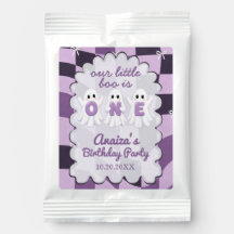 A Little Boo Is One Purple Checkered 1st Birthday