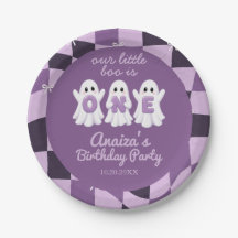 A Little Boo Is One Purple Checkered 1st Birthday
