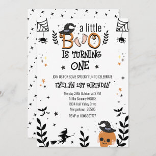 a little boo is turning one first birthday invitation