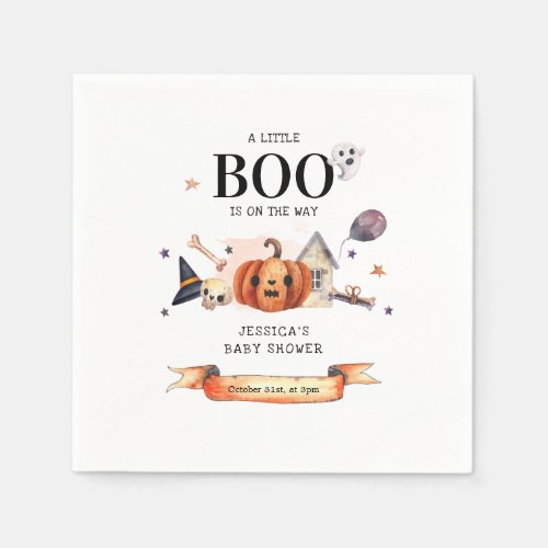 A Little Boo on the Way Halloween Baby Shower Napkins