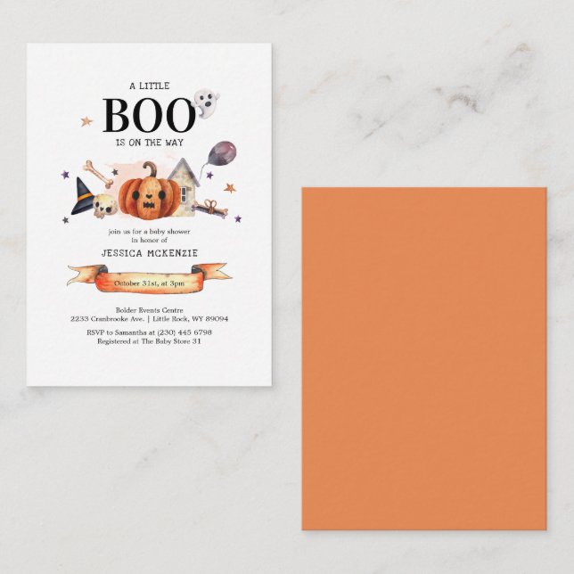 A Little Boo on Way Halloween Baby Shower Budget Note Card (Front/Back)