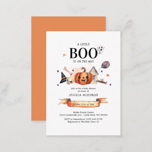 A Little Boo on Way Halloween Baby Shower Budget Note Card