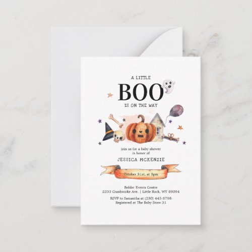 A Little Boo on Way Halloween Baby Shower Note Card