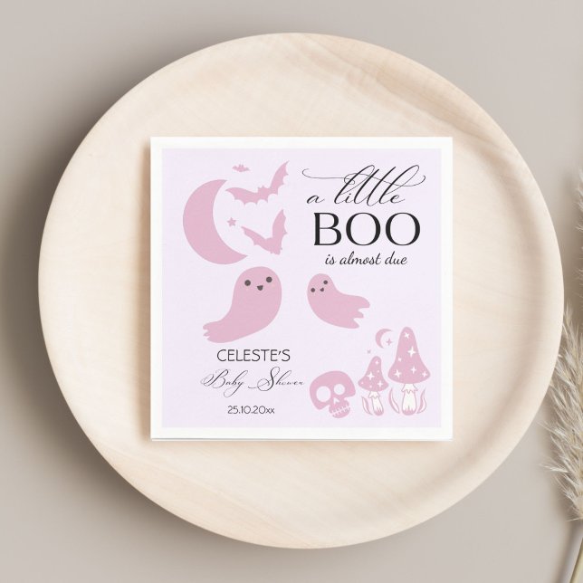 A little boo pastel pink Halloween baby shower Napkins (A little boo cute pastel pink Halloween baby shower customized Napkins personalized table decor)