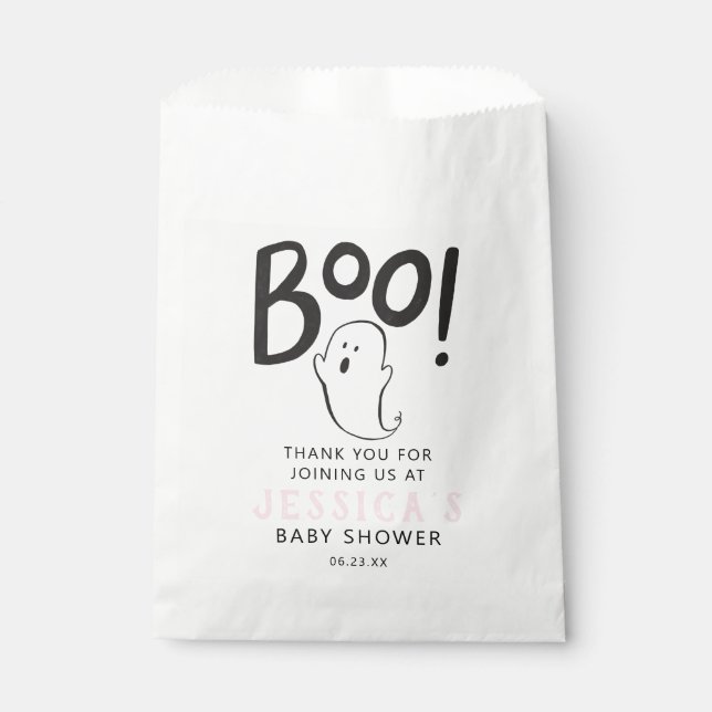 A Little Boo Pink Baby Shower Favor Bag (Front)