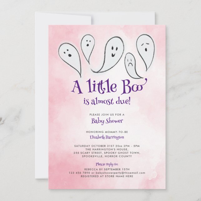 A Little Boo Pink Baby Shower Invitation (Front)