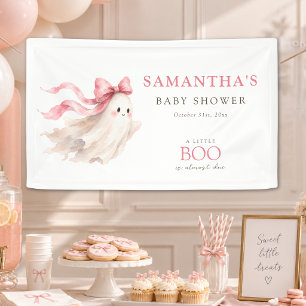 A Little Boo Pink Bow Baby Girl Shower Welcome Banner