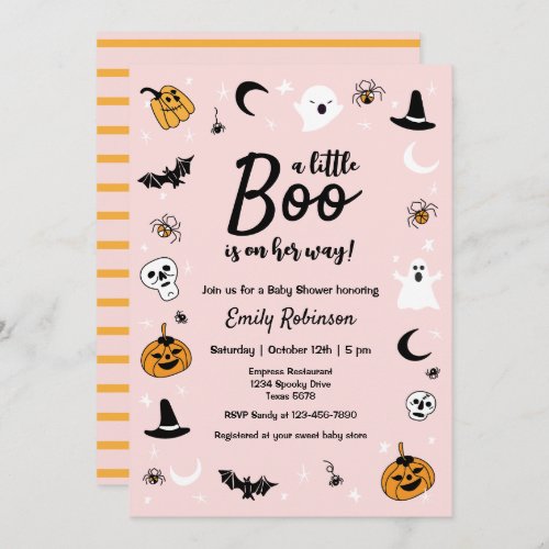 A Little Boo Pink Halloween Baby Shower Invitation