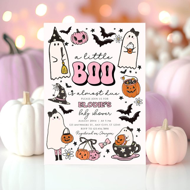 A Little Boo Pink Halloween Baby Shower Invitation (Creator Uploaded)
