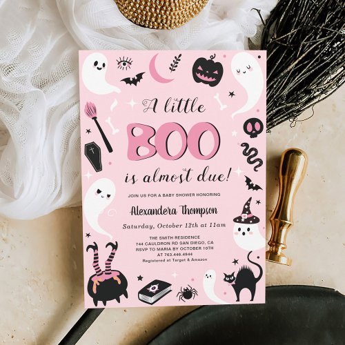 A little Boo Pink Halloween Baby Shower Invitation