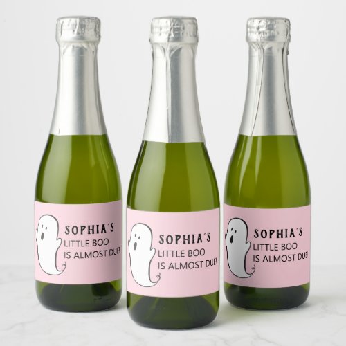 A Little Boo Pink Halloween Baby Shower Sparkling Wine Label