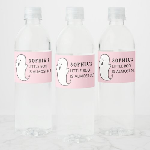 A Little Boo Pink Halloween Baby Shower Water Bottle Label
