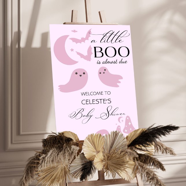 A little boo pink Halloween baby shower welcome Foam Board (A little boo pink Halloween baby shower welcome sign Board customized welcome sign cute baby ghost)