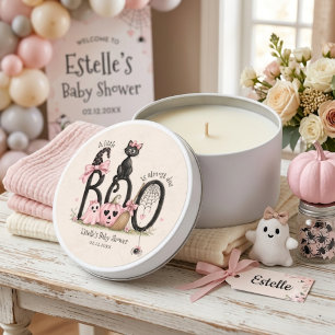 A Little Boo Pink Halloween Ghost Cat Pumpkin Baby Mini Candle Favors