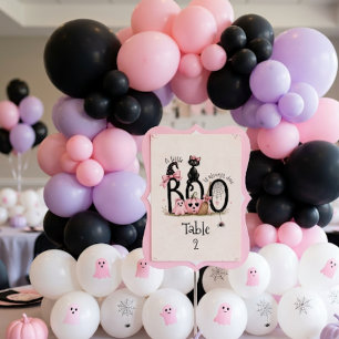 A Little Boo Pink Halloween Witch Cat Pumpkin Baby Table Number